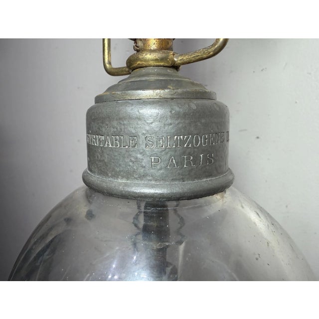 19th Century Large Glass Soda Seltzer Syphon French Veritable Seltzogene Fevre Table Lamp For Sale In New York - Image 6 of 11