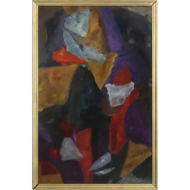 Untitled Abstract Composition Oil Painting, Circa 1950 For Sale - Image 9 of 9