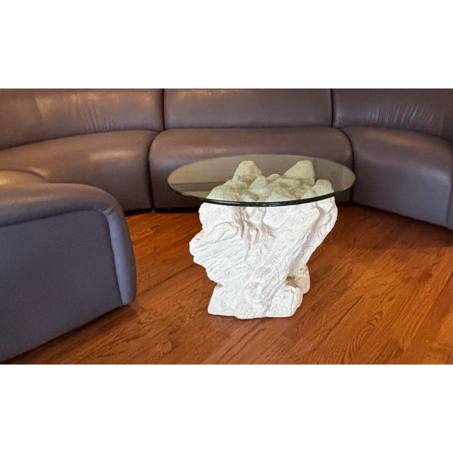 Sirmos 1970s Sirmos Sculptural Plaster Rock Table With Oval Glass For Sale - Image 4 of 5
