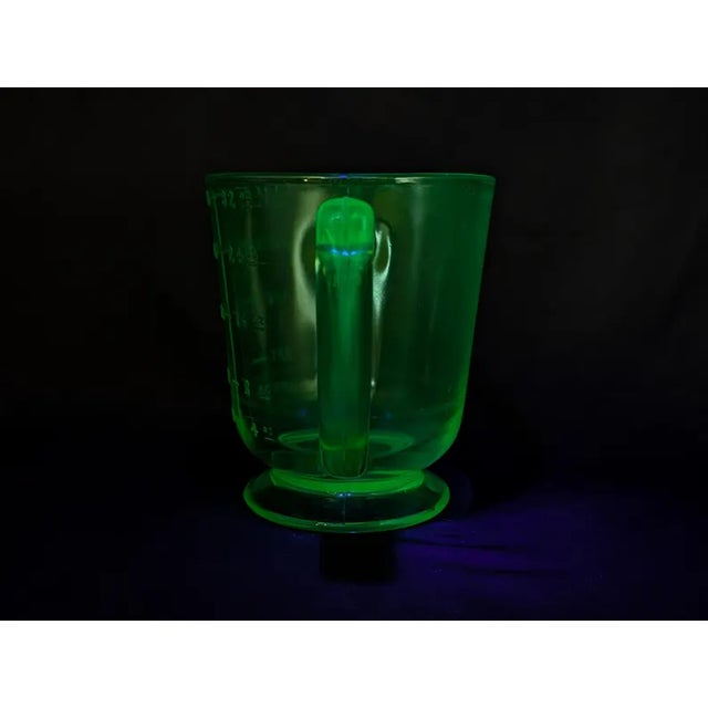 Vintage Depression Uranium Glass Footed Measuring Cup For Sale - Image 10 of 14