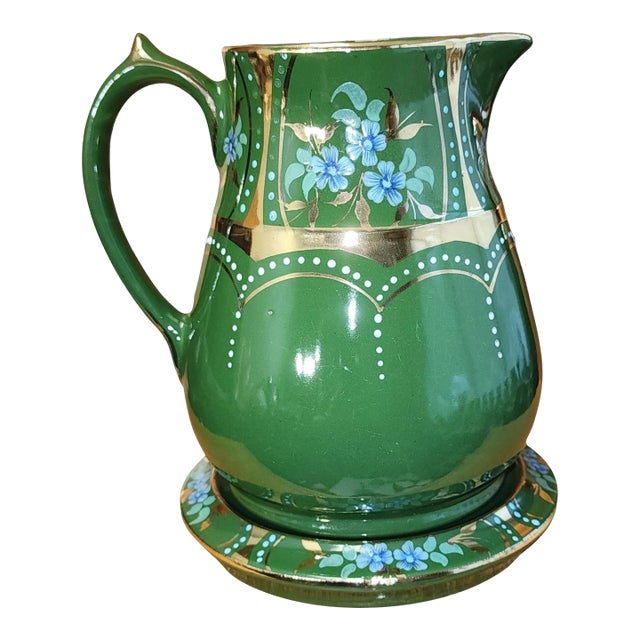 Early 1900s Early Colclough Royal Stanley Ware Pitcher and Stand - Set of 2 For Sale
