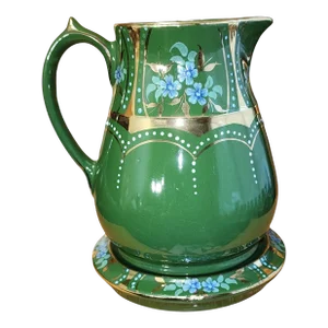 Early 1900s Early Colclough Royal Stanley Ware Pitcher and Stand - Set of 2