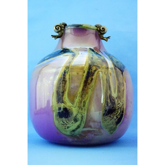 20th Century Studio Glass Vase with Silver Metal Snail by Samuel J Herman for Val Saint Lambert, 1970s For Sale - Image 9 of 18