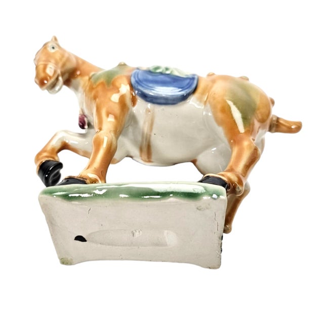 Orange Glazed Ceramic Sancai Golden Horse Figurine For Sale - Image 8 of 8
