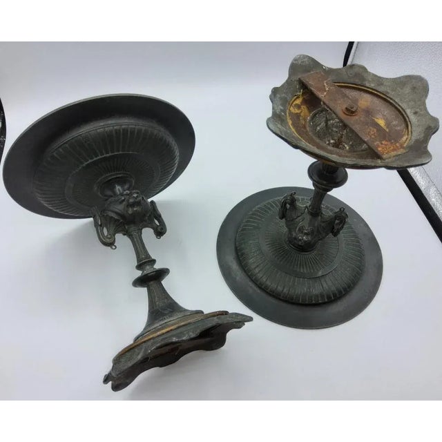 Antique Bronze Tazza with Porcelain Plaques, Set of 2 For Sale - Image 6 of 11