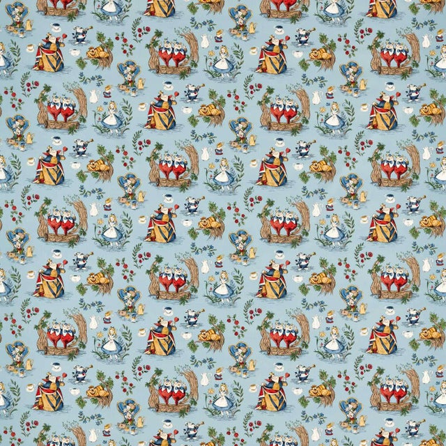 Sanderson Alice in Wonderland Fabric in Puddle Blue - a Sample For Sale