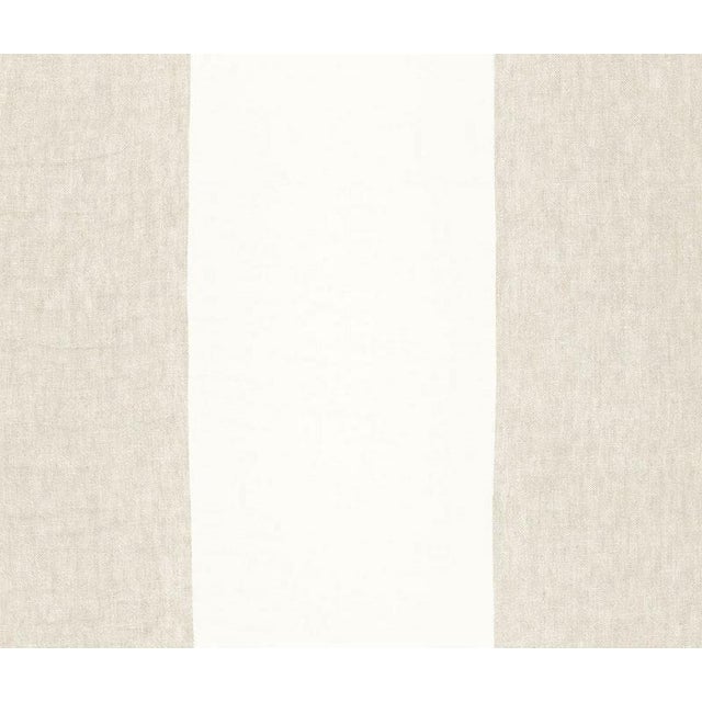 Schumacher Vista Linen Stripe Casement Fabric in Linen For Sale