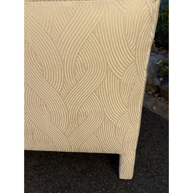 Off-white Vintage Upholstered Parsons Arm Chairs- A Pair For Sale - Image 8 of 10