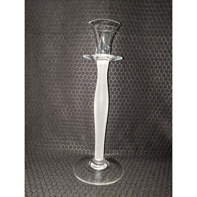 Transparent Anne Nilsson for Orrefors "Celeste" Frosted Crystal Candlesticks, Sweden (Pair) For Sale - Image 8 of 17