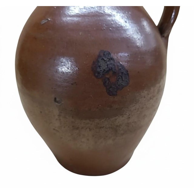 Antique Americana Primitive Redware Jug / Whiskey Jug — 9" Hand-Thrown For Sale - Image 12 of 14