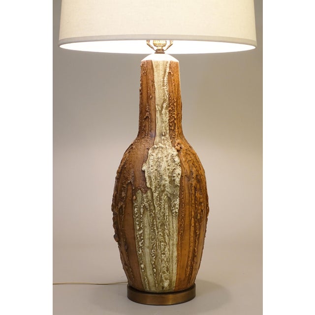 1960s 1960s Massive 40" Brutalist Sculpture Lava Drip Studio Art Pottery Table Lamp For Sale - Image 5 of 10