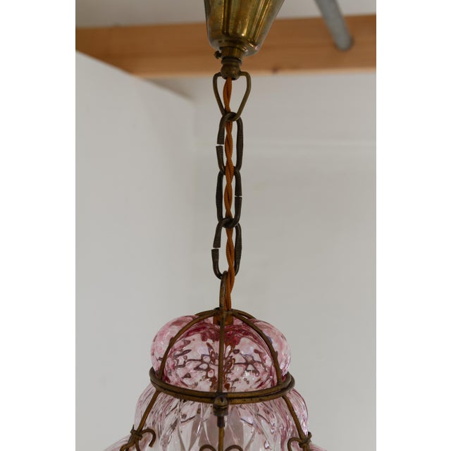Italian Caged Pink Murano Glass Pendant from Seguso, 1950s For Sale - Image 10 of 17