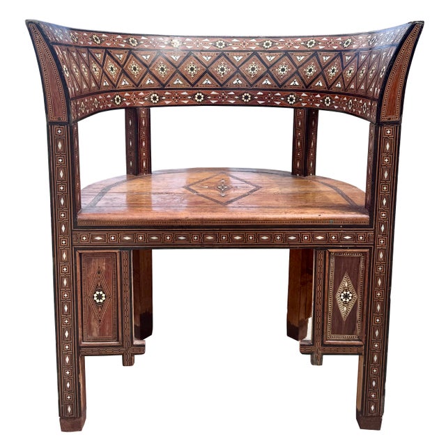 Antique Marquetry & Mother-of-Pearl Round-Back Chair For Sale - Image 9 of 12
