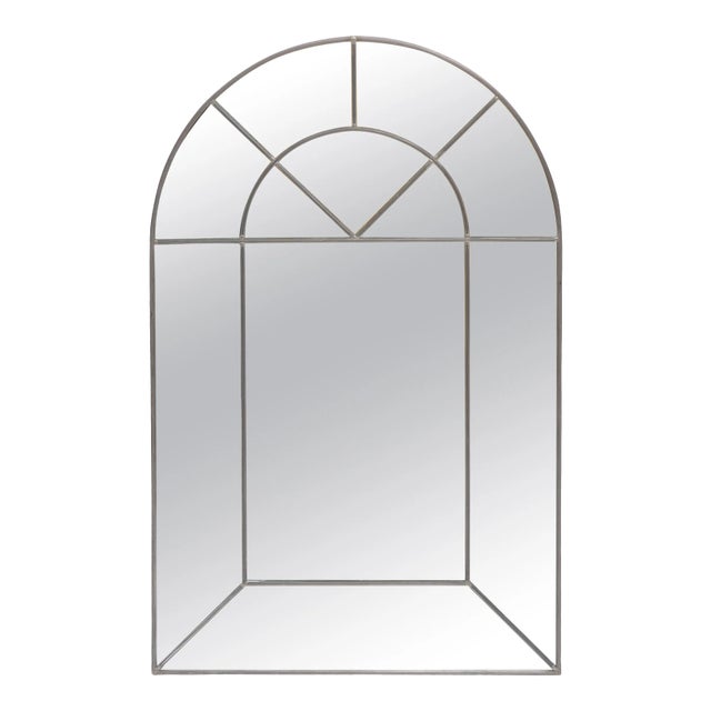 Large Dome Shape Leaded Glass Wall Mirror Artist Signed and Dated For Sale