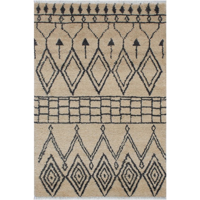 Moroccan Shag Beige/Gray Wool Rug - 3'9'' X 6'2'' For Sale - Image 9 of 10