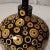 Vintage Mid-Century Modern Wood Lamp With Black Base Color and Embellished With Light Tan Circles With a Touch of Red Grain Lines For Sale - Image 9 of 12