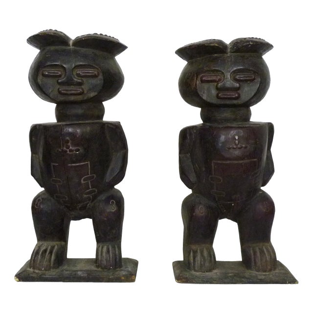 Unknown, Pygmy Statues, 1970s, Wood, Set of 2 For Sale