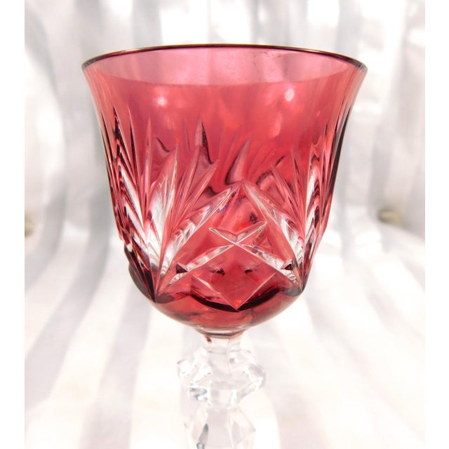 Pink 1960s Pink Nachtmann Nierstein Cut to Clear Decanter With Glasses For Sale - Image 8 of 10