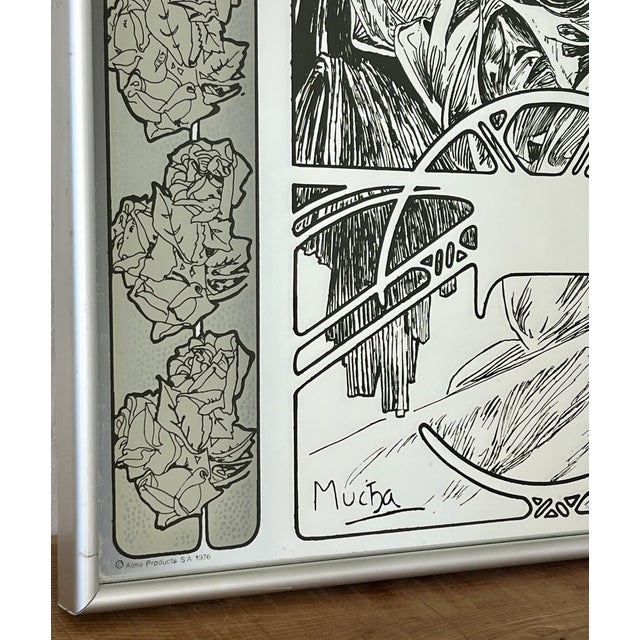 Vintage Art Nouveau Mirror with Christmas Noel Motif by Alphonse Mucha, 1960s For Sale - Image 10 of 16