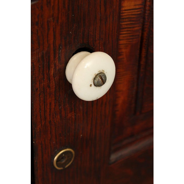 Antique Solid Oak Single Door Paneled Wardrobe For Sale - Image 4 of 18