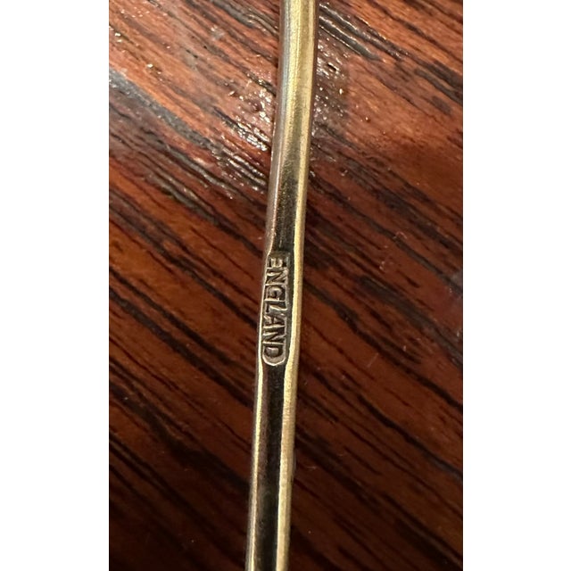 Metal Antique English Art Deco Espresso Demitasse Tea Spoons of Gilt & Enamel For Sale - Image 7 of 7