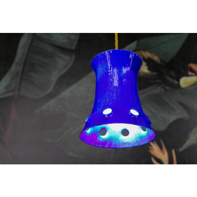 Mid-Century Modern Blue Enameled Iron Pendant Light, 1960s For Sale - Image 10 of 18