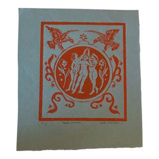 1980’s Original Colored Lithograph “Three Graces” Numbered 3/3 Signed For Sale