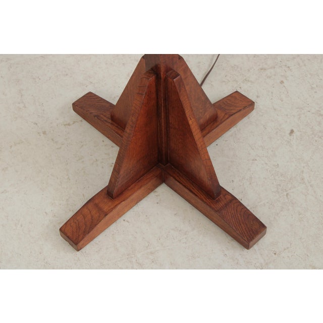 Wood 1990s Mica Lamp Co 2 Light Mission Oak Floor Lamp For Sale - Image 7 of 17