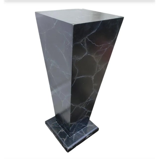 1970s Faux Marble Painted Wooden Pedestal, Circa 1970s For Sale - Image 5 of 7