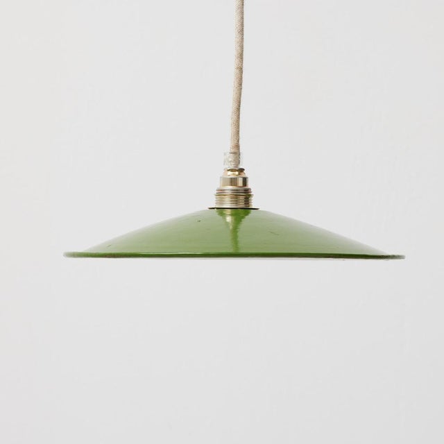 Metal Antique French Hanging Lamp in Green Lacquered Metal For Sale - Image 7 of 13