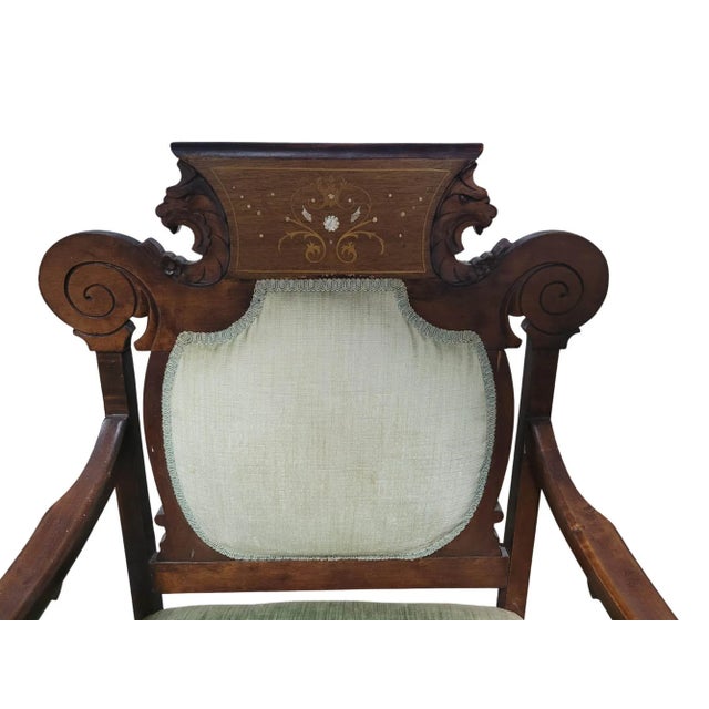 Antique Victorian Renaissance Revival Parlor Armchair, C. 1880 For Sale - Image 4 of 16