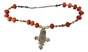 Ethnic Assembled Amber and Glass Necklace