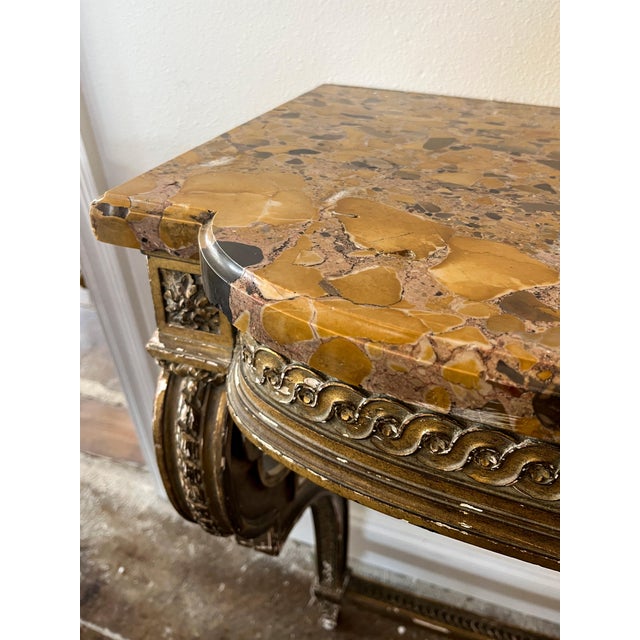 Wood 19th Century Giltwood Marble Top Console For Sale - Image 7 of 7
