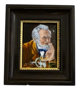 Small Male Portrait Painting, in Limoges Enamel Painted on Copper by Carmona, Mid-20th Century