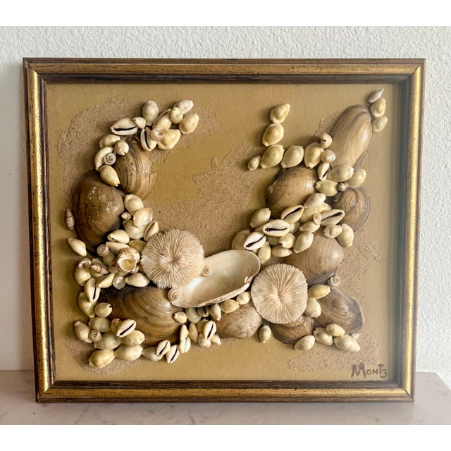 1970s Coastal Folk Art Framed Sea Shell Decorative Hanging Signed by Artist For Sale - Image 11 of 14