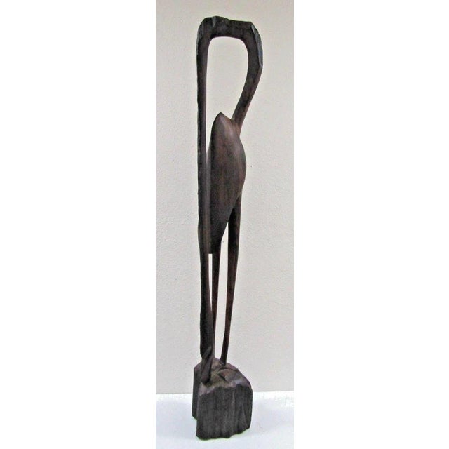 Early 20th Century Early 20th Century African Tall Slender Wooden Crane Sculpture Attributed to Bunmi Babatunde For Sale - Image 5 of 8