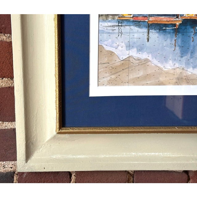 Blue Sitka Harbor by Kay McCarty Framed Alaska Watercolor Print on Chart For Sale - Image 8 of 11