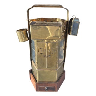 Vintage Mid Century Brass Dim Sum Cart For Sale