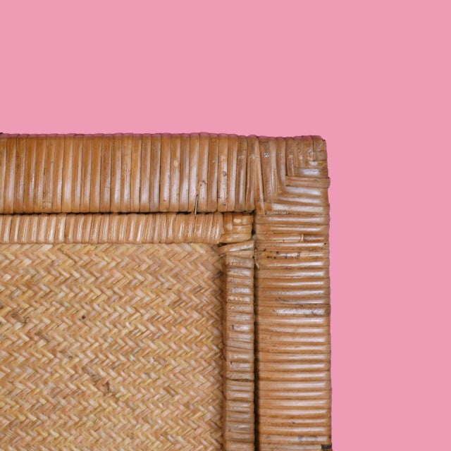 Coastal Wrapped Rattan and Woven Rattan Queen Headboard For Sale - Image 3 of 4