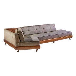 Adrian Pearsall for Craft Associates 2300-S Mid Century Walnut Boomerang Sofa For Sale