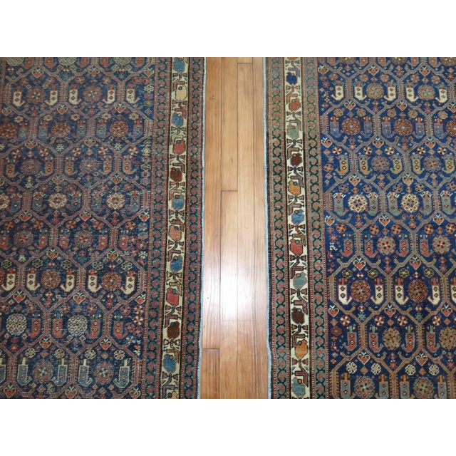 Persian Antique Zabihi Collection Navy Persian Runners - A Pair - 3'4" x 17'2" For Sale - Image 3 of 10