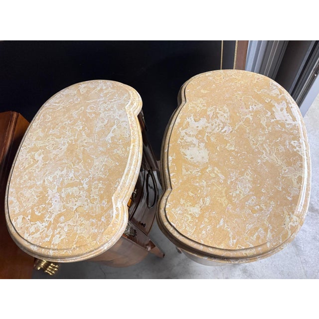 French Louis XV Marble Top Nightstand Accent Tables - A Pair For Sale - Image 16 of 18