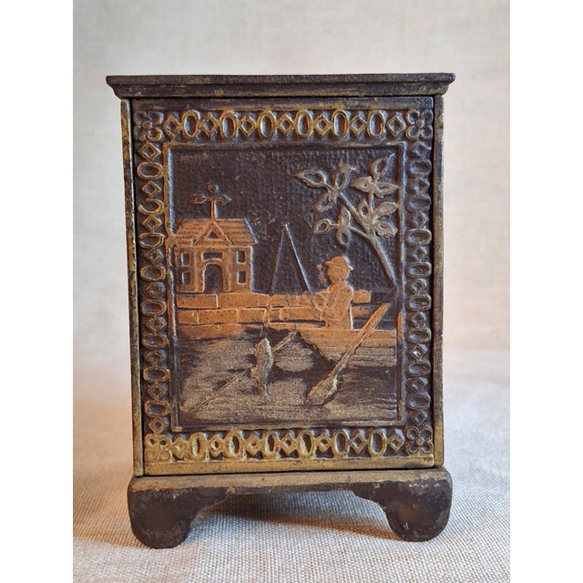Antique Young America Cast Iron Safe Still Bank Penny Farthing Bicycle J. & E. Stevens C. 1880s For Sale In Boston - Image 6 of 13