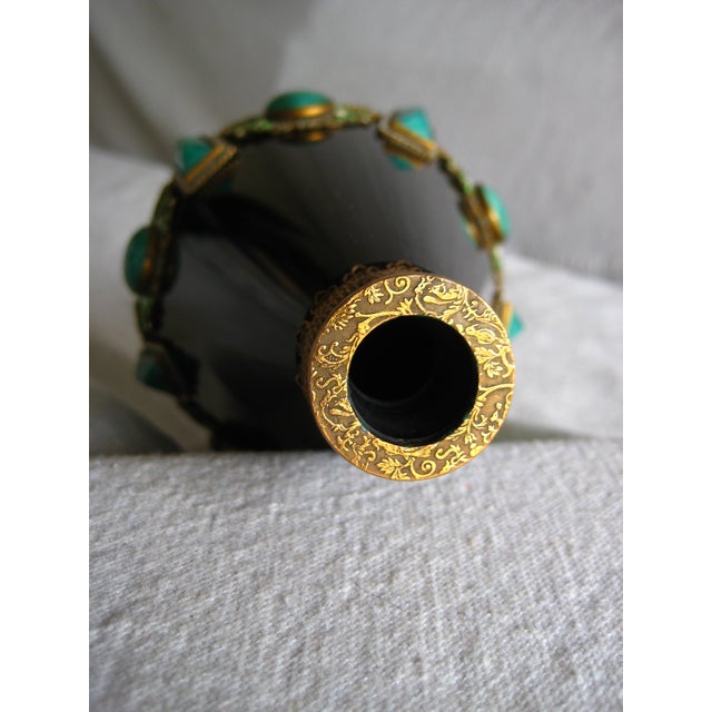 Black 1920s Art Deco Heinrich Hoffman Style Glass Jeweled Perfume Bottle For Sale - Image 8 of 9