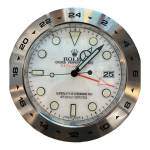Vintage Silver Rolex Dealer Display Wall Clock