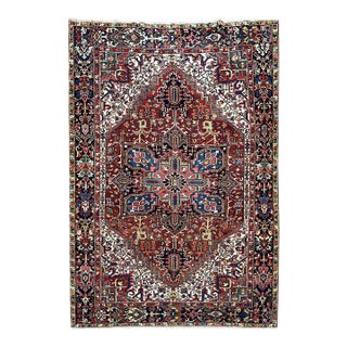 Antique Persian Heriz Hand Knotted Wool Rug 8’2” X 11’8” For Sale