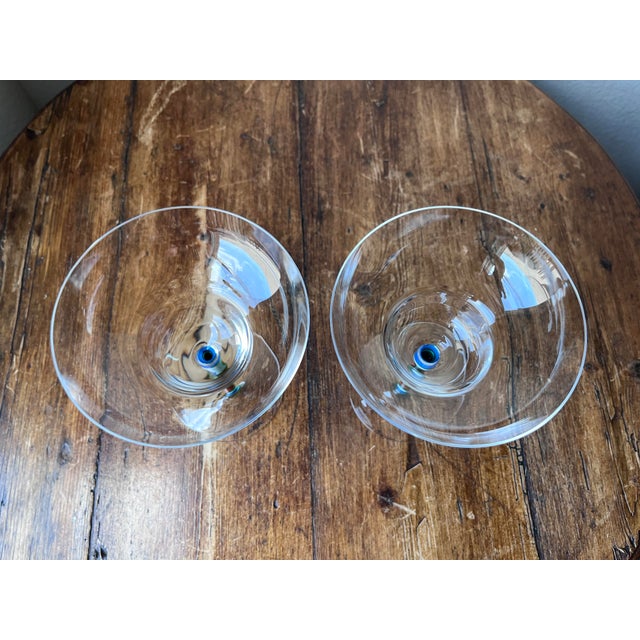 Early 21st Century Set of 2 - Crate and Barrel Caprice Pattern Crystal Margarita Glassware For Sale - Image 5 of 7