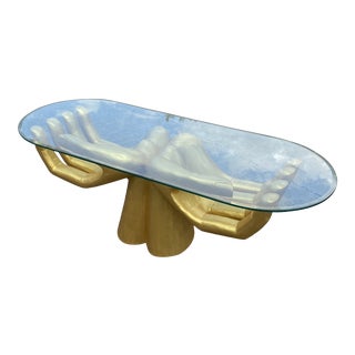 Guayasamin Style Gold Open Hands Coffee Table For Sale