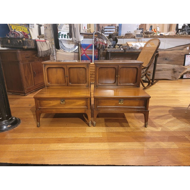 White Fine Furniture Walnut and Brass Nightstands a Pair Chairish