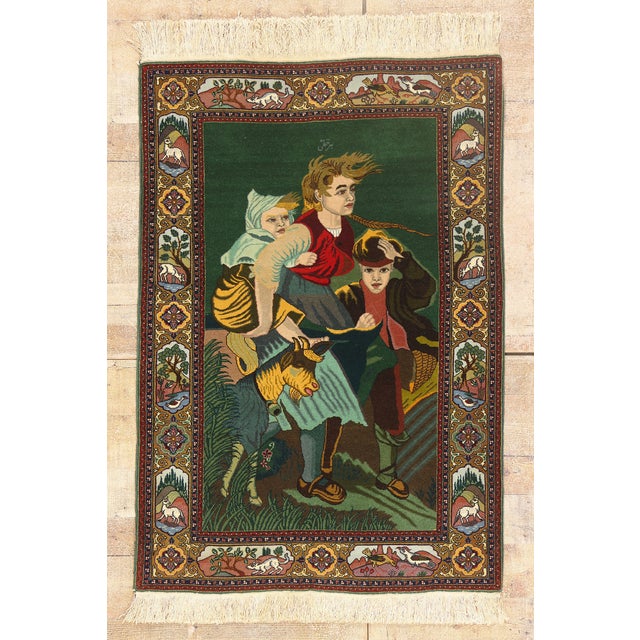 Vintage Persian Pictorial Tabriz Rug, 03'03 X 04'08 For Sale - Image 10 of 10